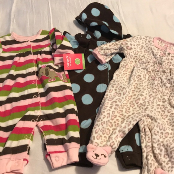 Matching Sets New Carters Baby Girl Fleece Sleepers Jumpsuit 3m